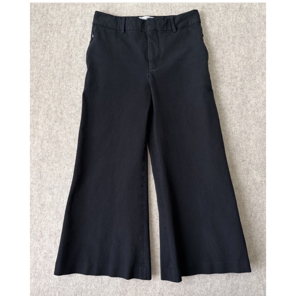 FRAME Le Palazzo Wide Leg Cropped Trouser Womens 6 Black Stretch Cotton